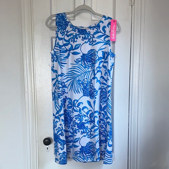 NWT Lilly Pulitzer Eliza Blue and White Glisten in the Sun Dress - Picture 2 of 6